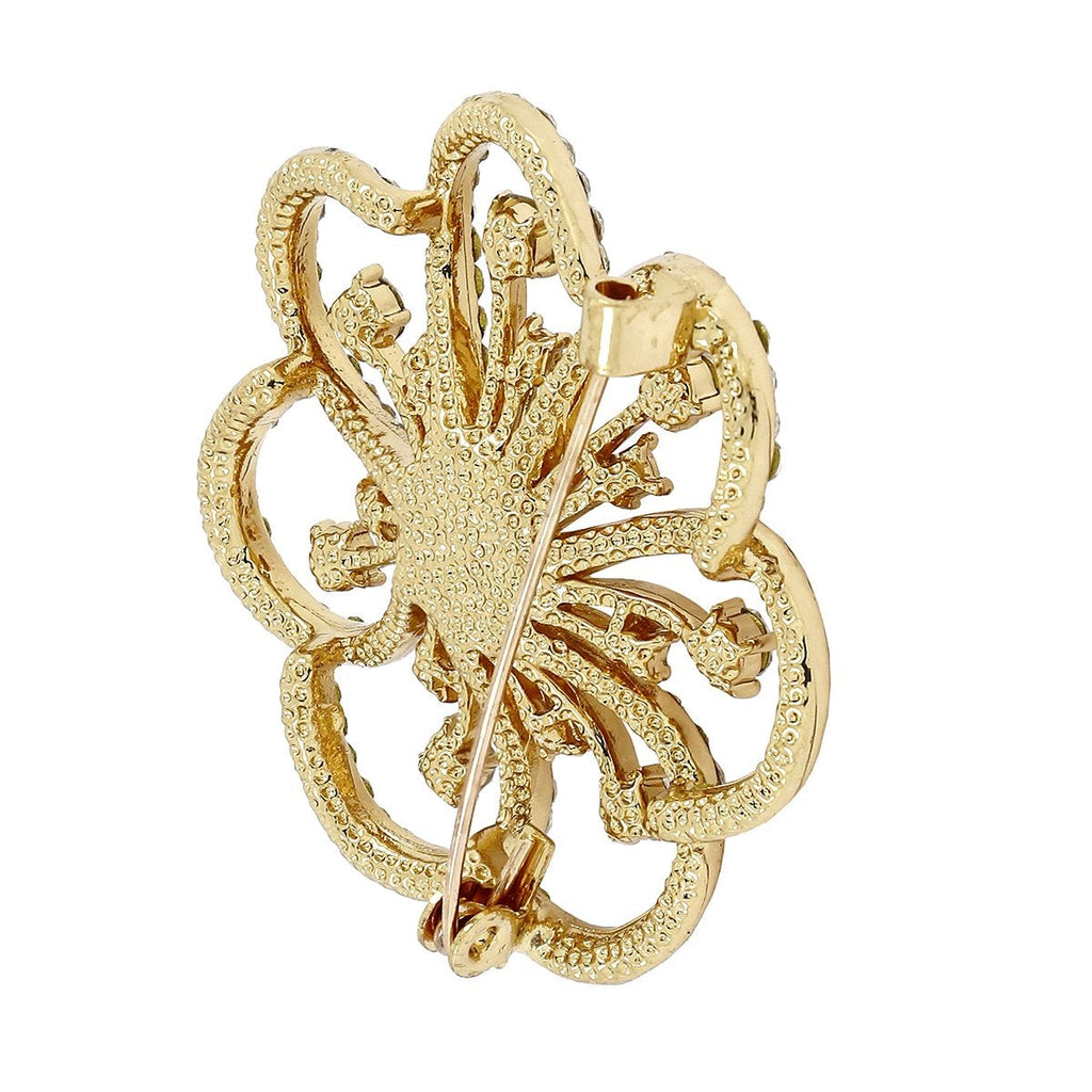 Star Flower CZ Pearl Rose Gold Brass Brooch Badge Pin Needle Bulk