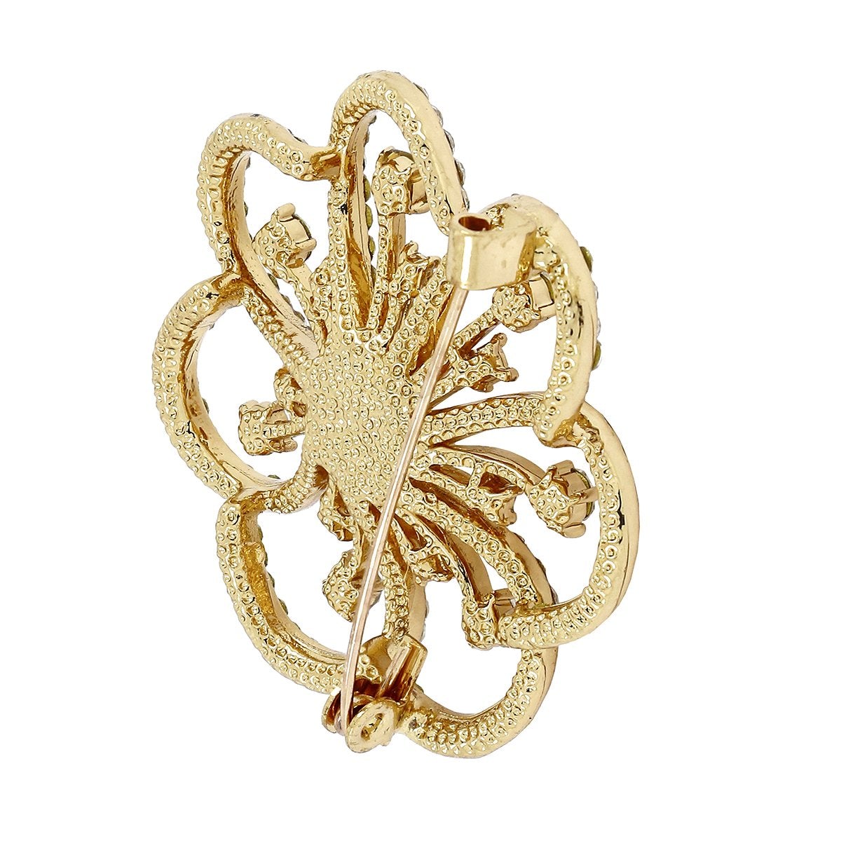 Star Flower CZ Pearl Rose Gold Brass Brooch Badge Pin Needle Bulk
