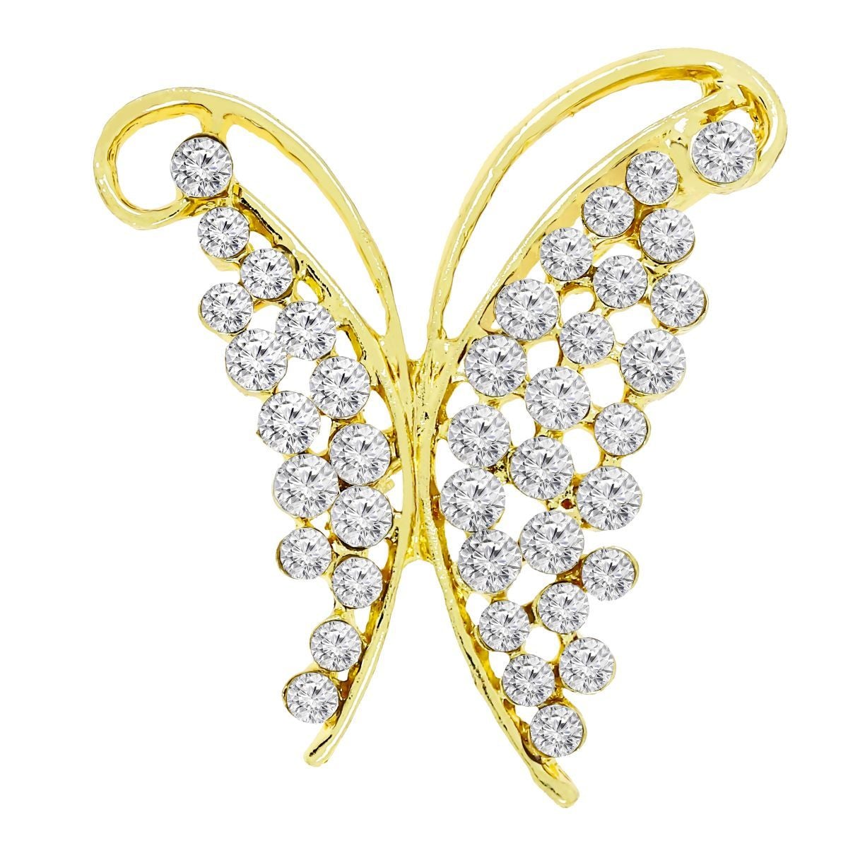 Butter Fly Cubic Zirconia CZ Gold Brass Brooch Badge Pin Needle Bulk Secondary image