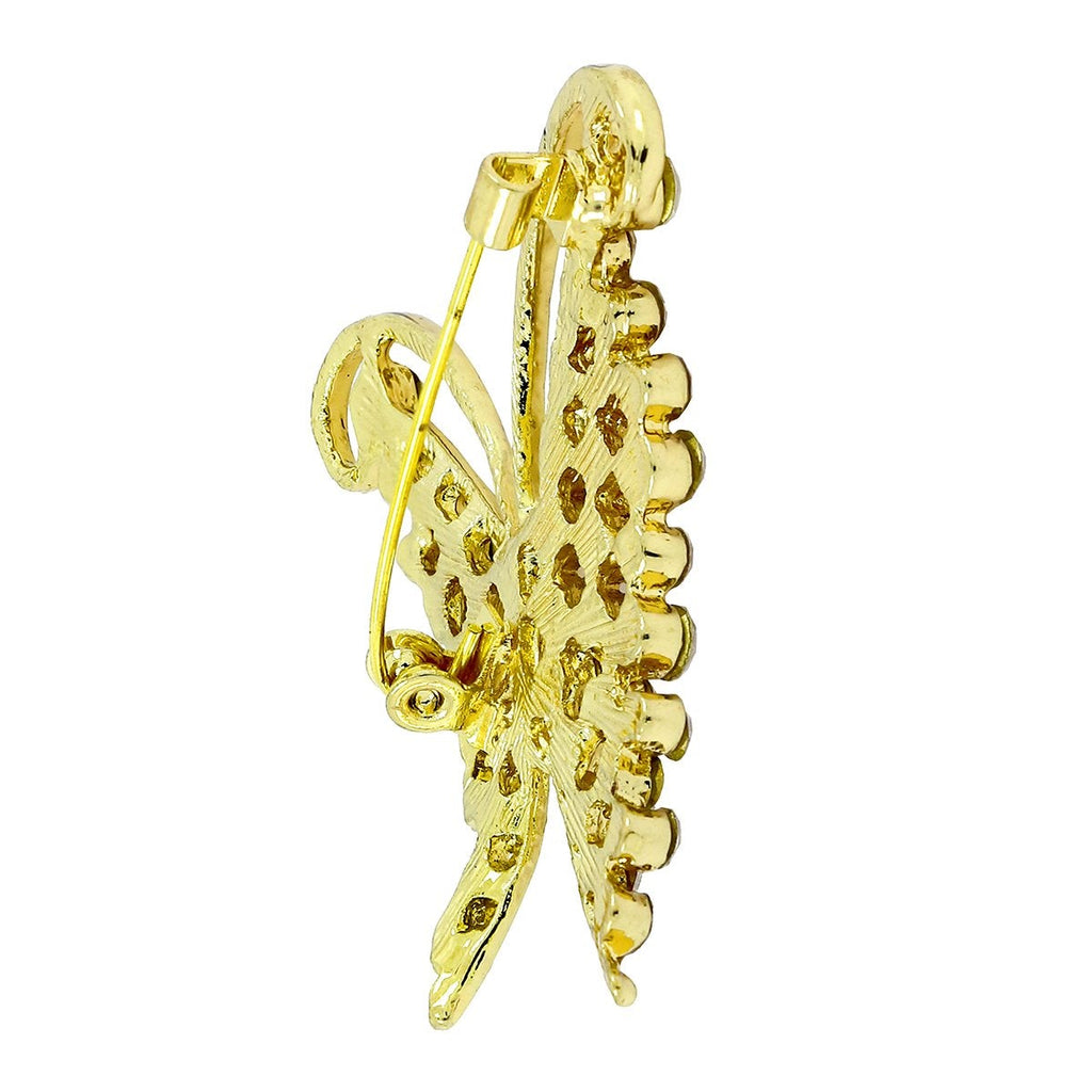 Butter Fly Cubic Zirconia CZ Gold Brass Brooch Badge Pin Needle Bulk
