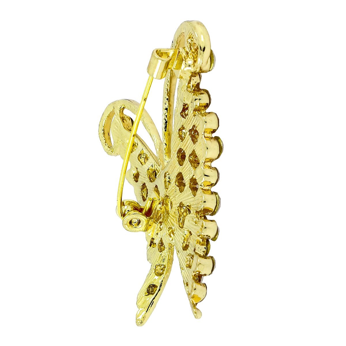 Butter Fly Cubic Zirconia CZ Gold Brass Brooch Badge Pin Needle Bulk
