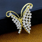 Butter Fly Cubic Zirconia CZ Gold Brass Brooch Badge Pin Needle Bulk