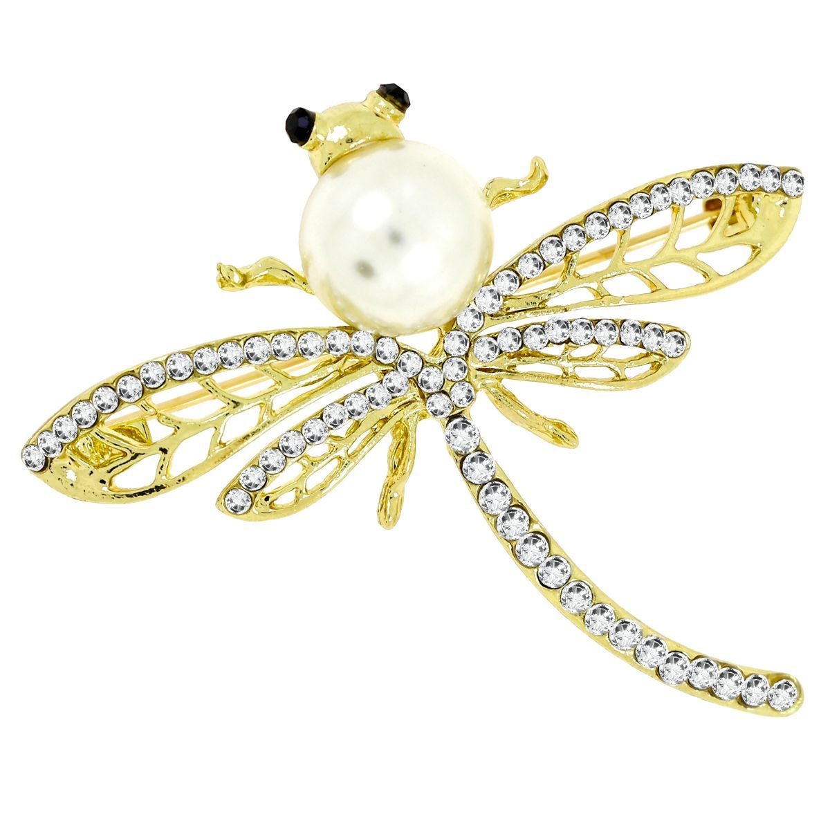 Butter Fly CZ Pearl Gold Brass Brooch Badge Pin Needle Bulk Secondary image