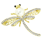 Butter Fly CZ Pearl Gold Brass Brooch Badge Pin Needle Bulk