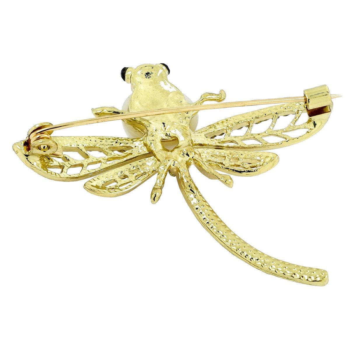 Butter Fly CZ Pearl Gold Brass Brooch Badge Pin Needle Bulk