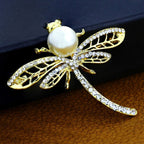 Butter Fly CZ Pearl Gold Brass Brooch Badge Pin Needle Bulk