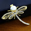 Butter Fly CZ Pearl Gold Brass Brooch Badge Pin Needle Bulk