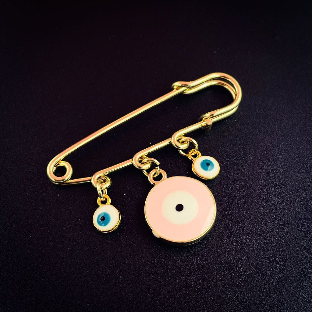 Alloy Enamel Gold Evil Eye Safety Pin Brooch For Women Pink Bulk