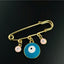 Alloy Enamel Gold Evil Eye Safety Pin Brooch For Women Green Bulk