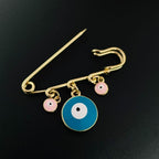 Alloy Enamel Gold Evil Eye Safety Pin Brooch For Women Green Bulk