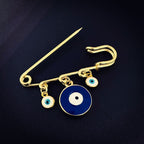 Alloy Enamel Gold Evil Eye Safety Pin Brooch For Women Blue Bulk