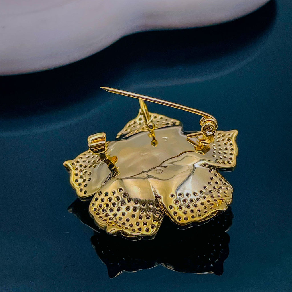 Rafflesia Flower Cubic Zirconia 18K Gold Anti Tarnish Brooch Bulk