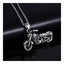 Stainless Steel Oxidized Silver Motorcycle Bike Pendant Chain Men