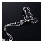 Stainless Steel Oxidized Silver Motorcycle Bike Pendant Chain Men