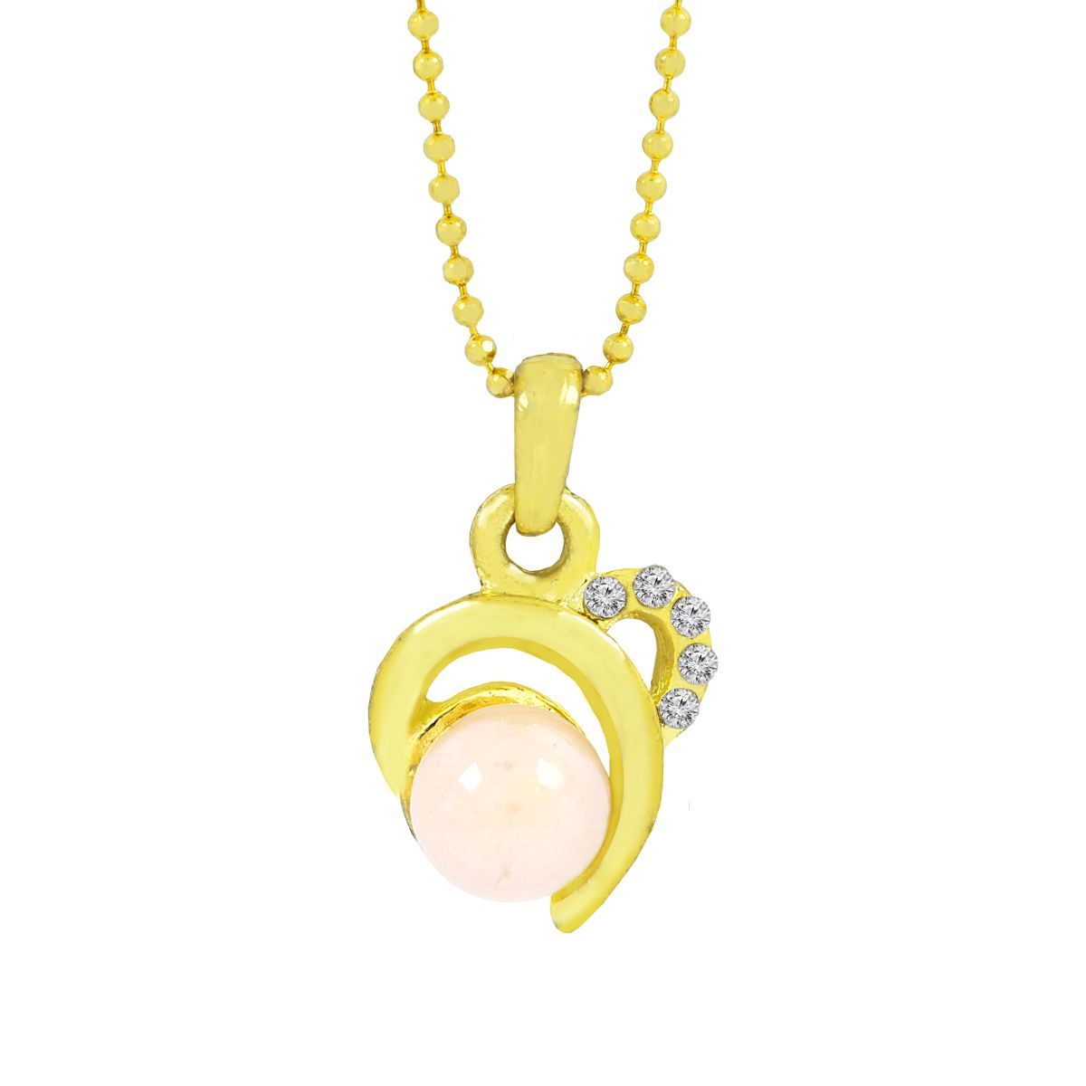 Heart Love CZ 18K Gold Pink American Diamond Pearl Pendant Chain Bulk Secondary image