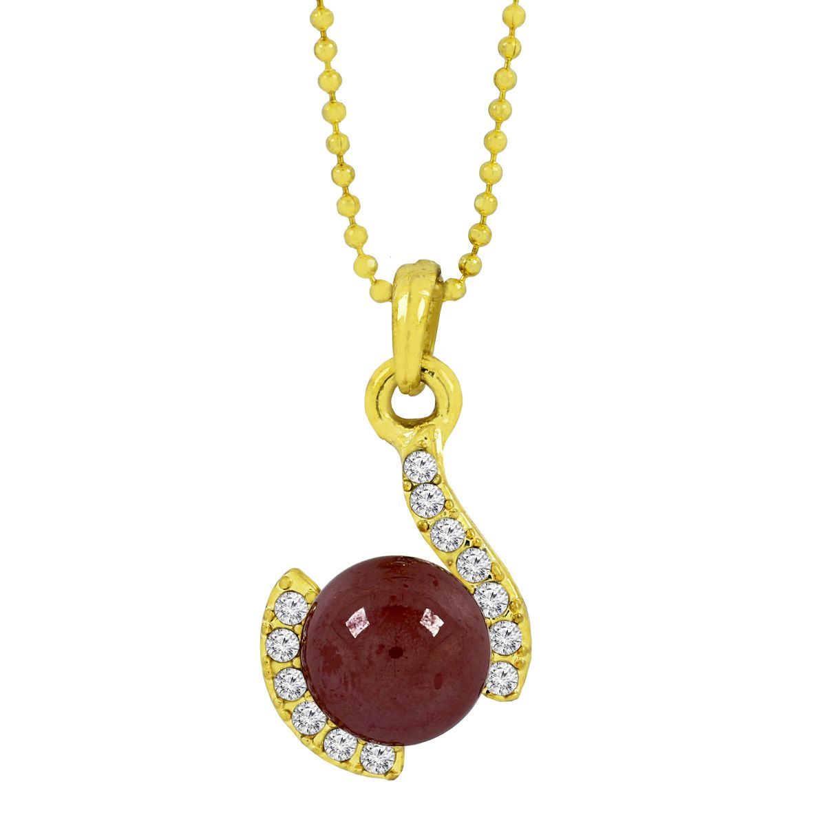 Daily 18K Gold Pink American Diamond Pearl Necklace Pendant Chain Secondary image