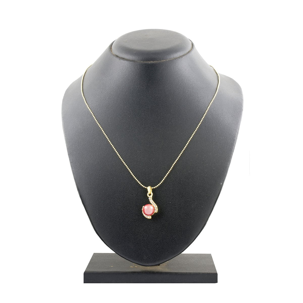 Daily 18K Gold Pink American Diamond Pearl Necklace Pendant Chain