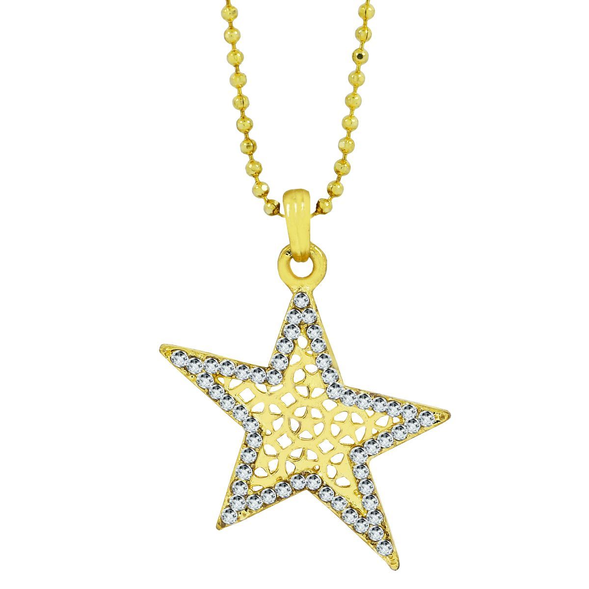 Star Filigree Cz 18K Gold American Diamond Necklace Pendant Chain Secondary image