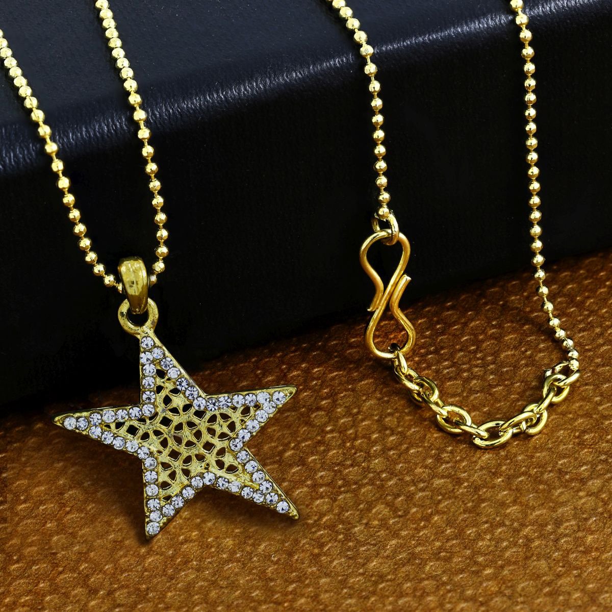 Star Filigree Cz 18K Gold American Diamond Necklace Pendant Chain Main image