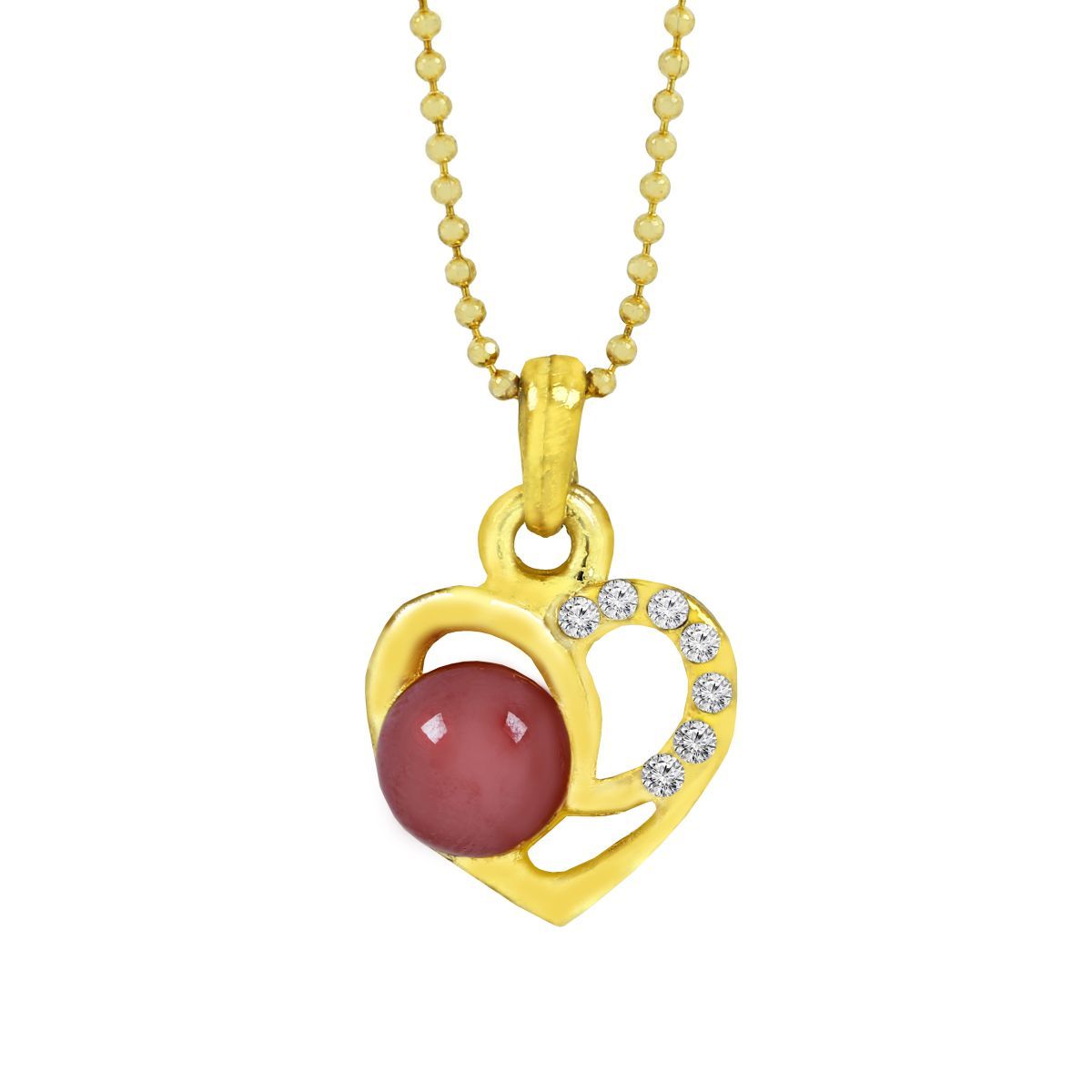 Heart CZ 18K Gold Pink CZ Pearl Necklace Pendant Chain Bulk Secondary image