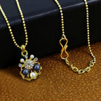 Floral 18K Gold American Diamond Pearl Necklace Pendant Chain Bulk