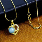Heart CZ 18K Gold Blue CZ Pearl Necklace Pendant Chain Bulk