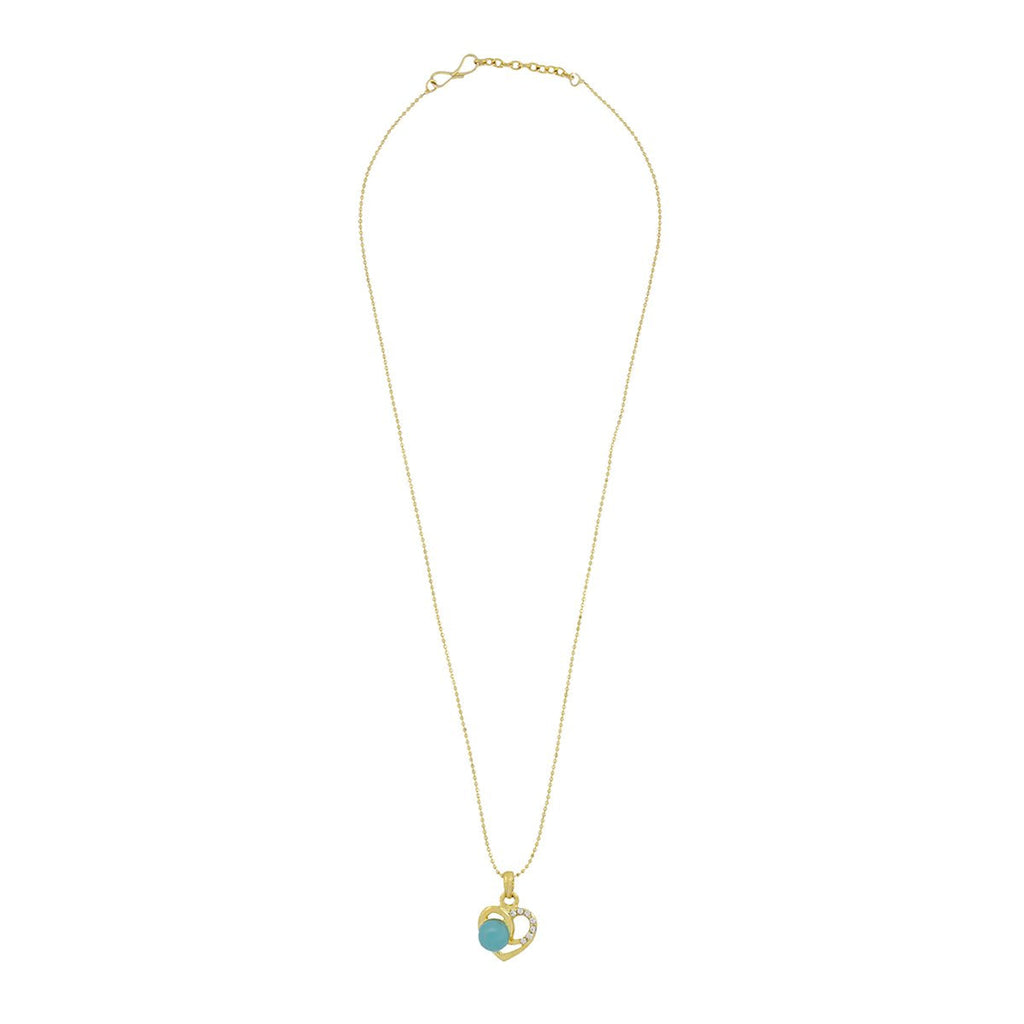 Heart CZ 18K Gold Blue CZ Pearl Necklace Pendant Chain Bulk