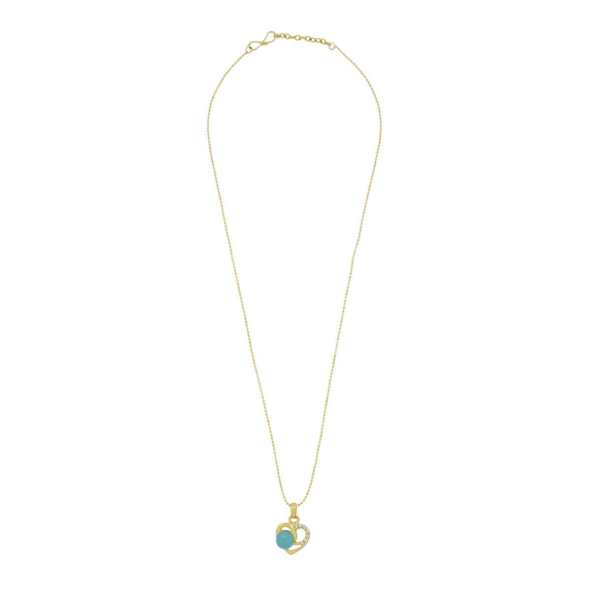 Heart CZ 18K Gold Blue CZ Pearl Necklace Pendant Chain Bulk
