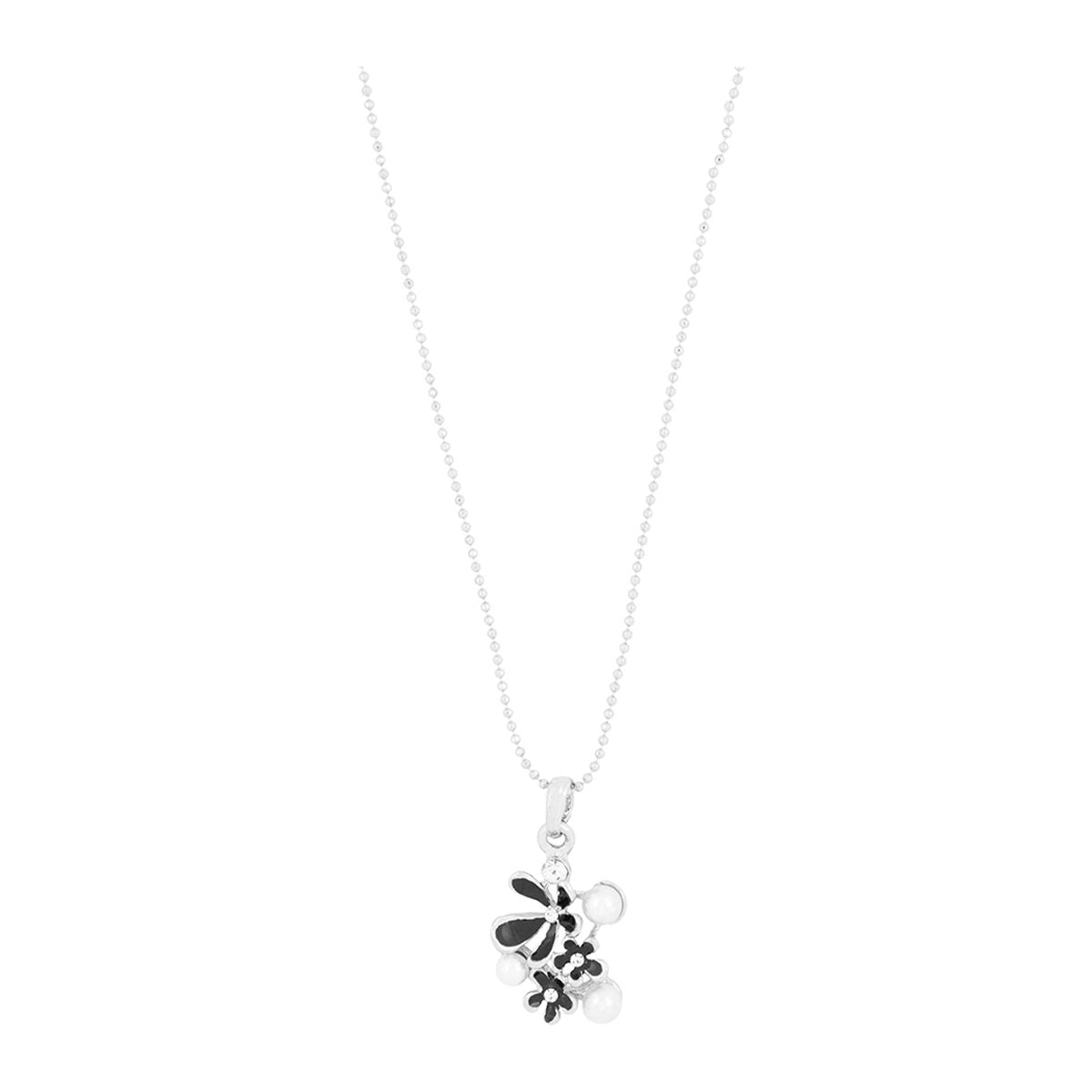 Enamel CZ Flower Black CZ Pearl Necklace Pendant Chain Bulk Secondary image