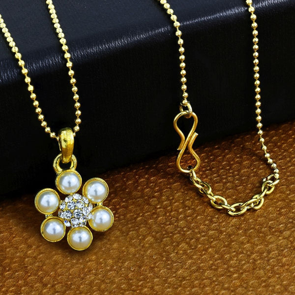 Flower 18K Gold White CZ Pearl Necklace Pendant Chain Bulk Main image