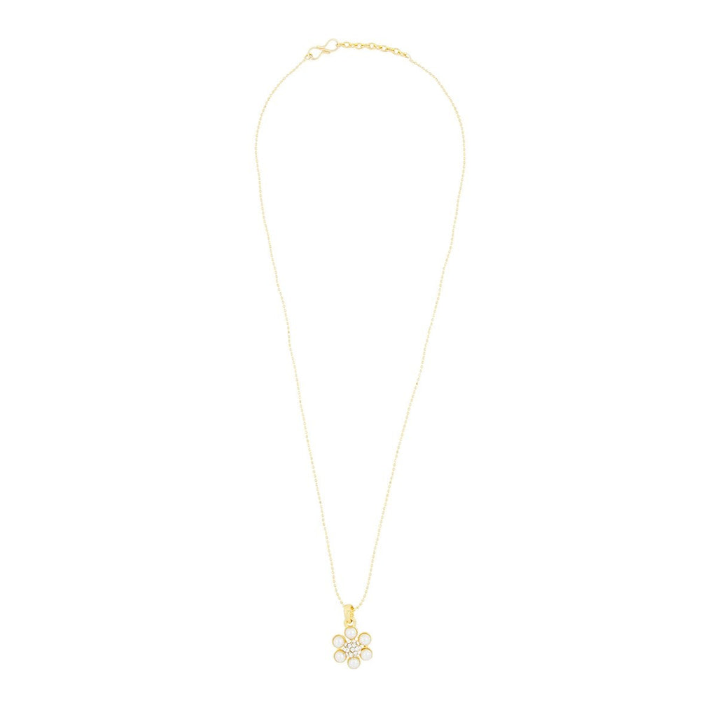Flower 18K Gold White CZ Pearl Necklace Pendant Chain Bulk