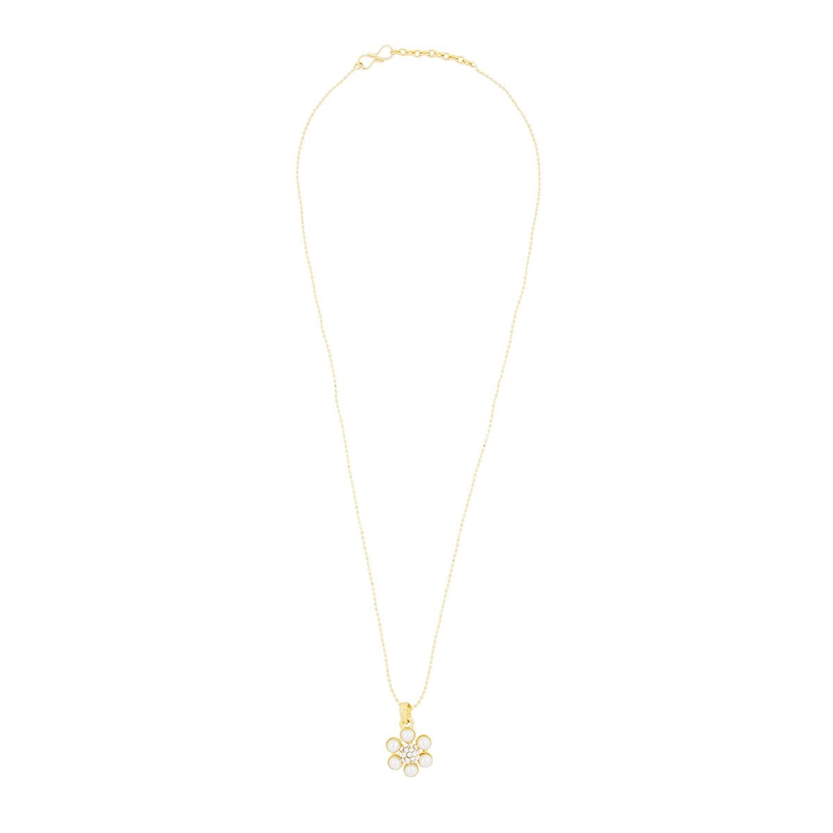 Flower 18K Gold White CZ Pearl Necklace Pendant Chain Bulk