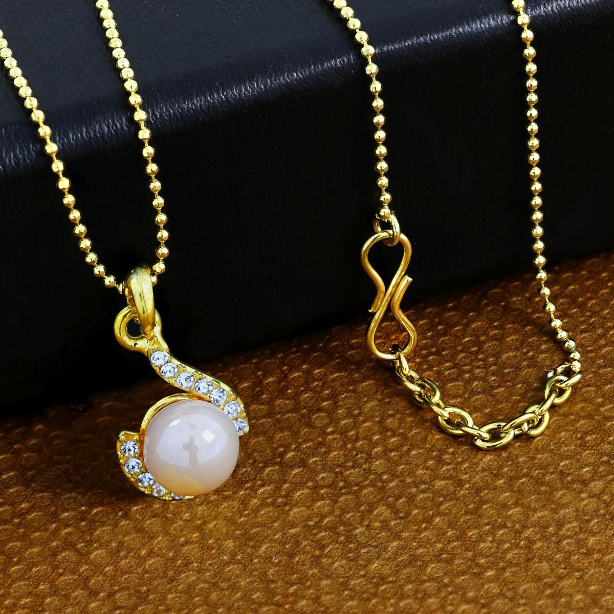 Casual 18K Gold Plated CZ Pearl Necklace Pendant Chain Bulk Main image