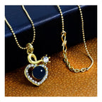 Heart 18K Gold Black CZ Pearl Necklace Pendant Chain Bulk