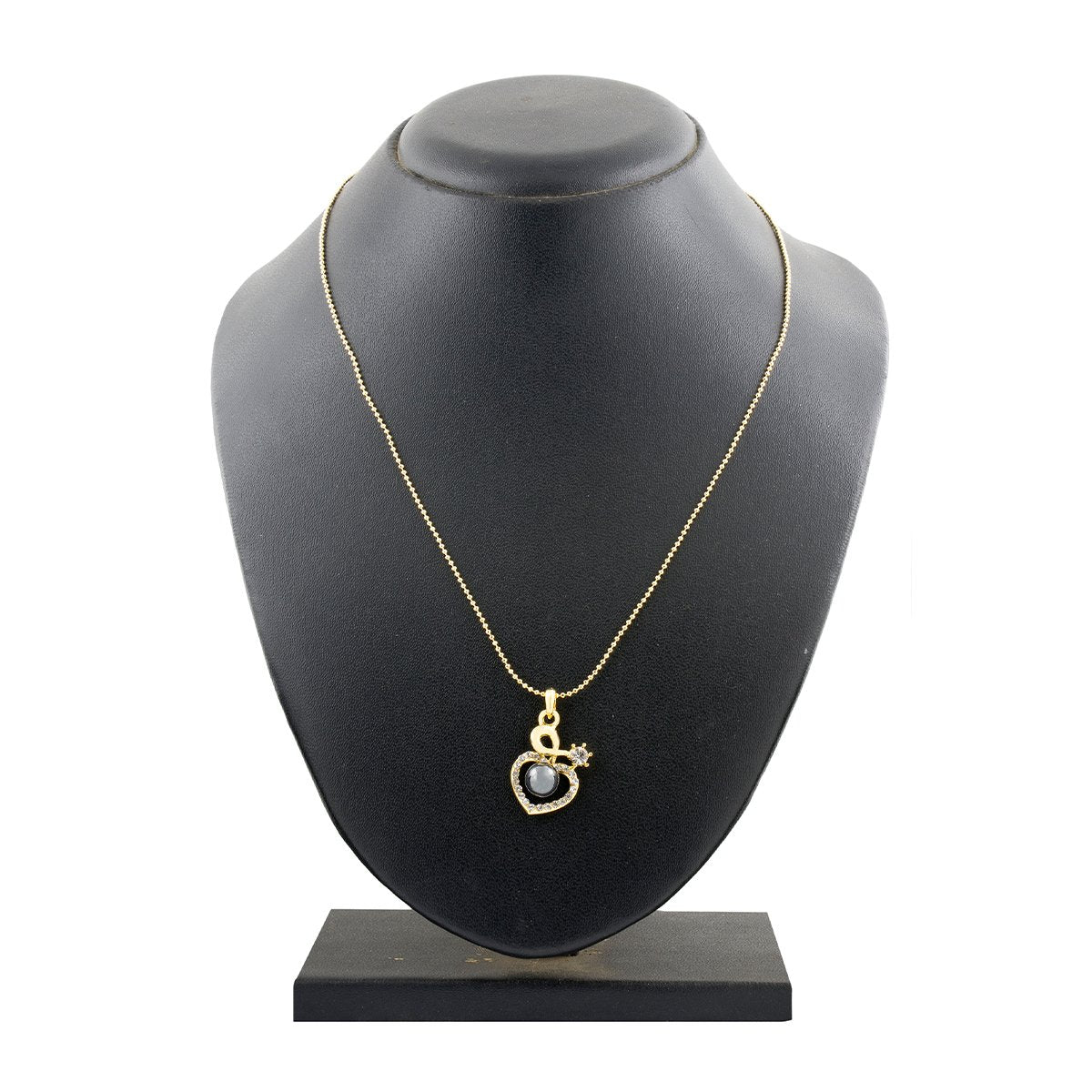 Heart 18K Gold Black CZ Pearl Necklace Pendant Chain Bulk
