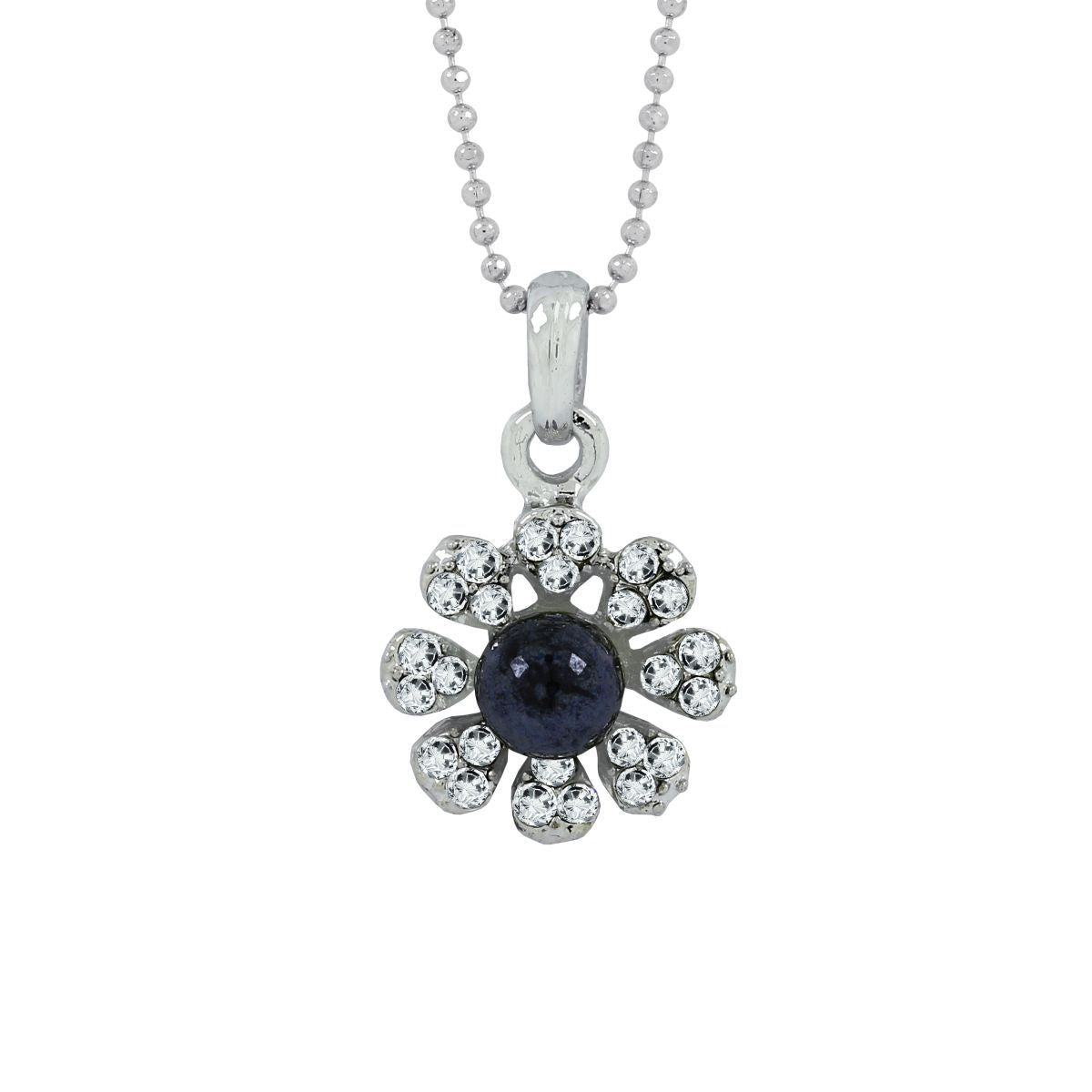 Flower CZ Black American Diamond Pearl Necklace Pendant Chain Bulk Secondary image