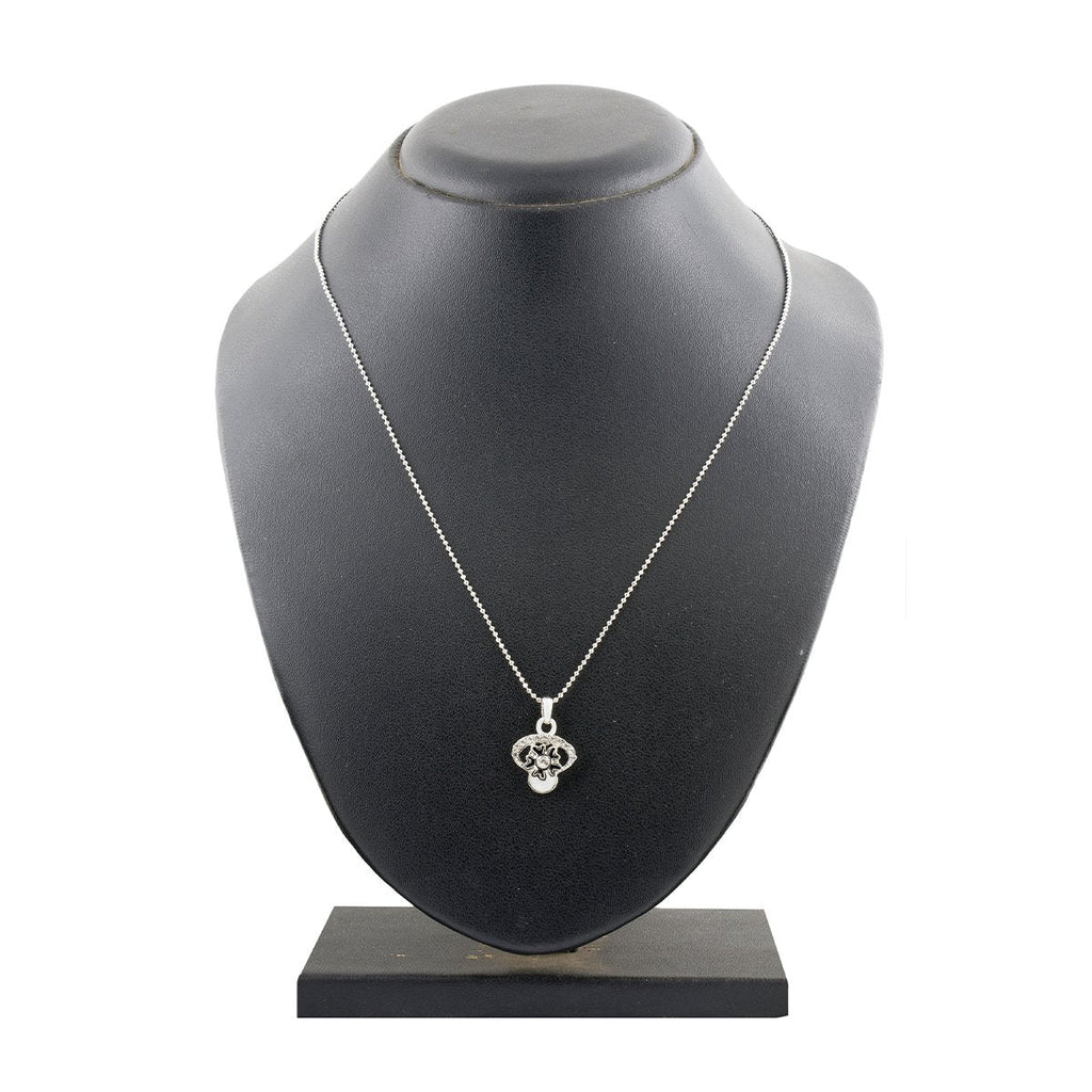 Enamel Flower Black American Diamond Pearl Necklace Pendant Chain