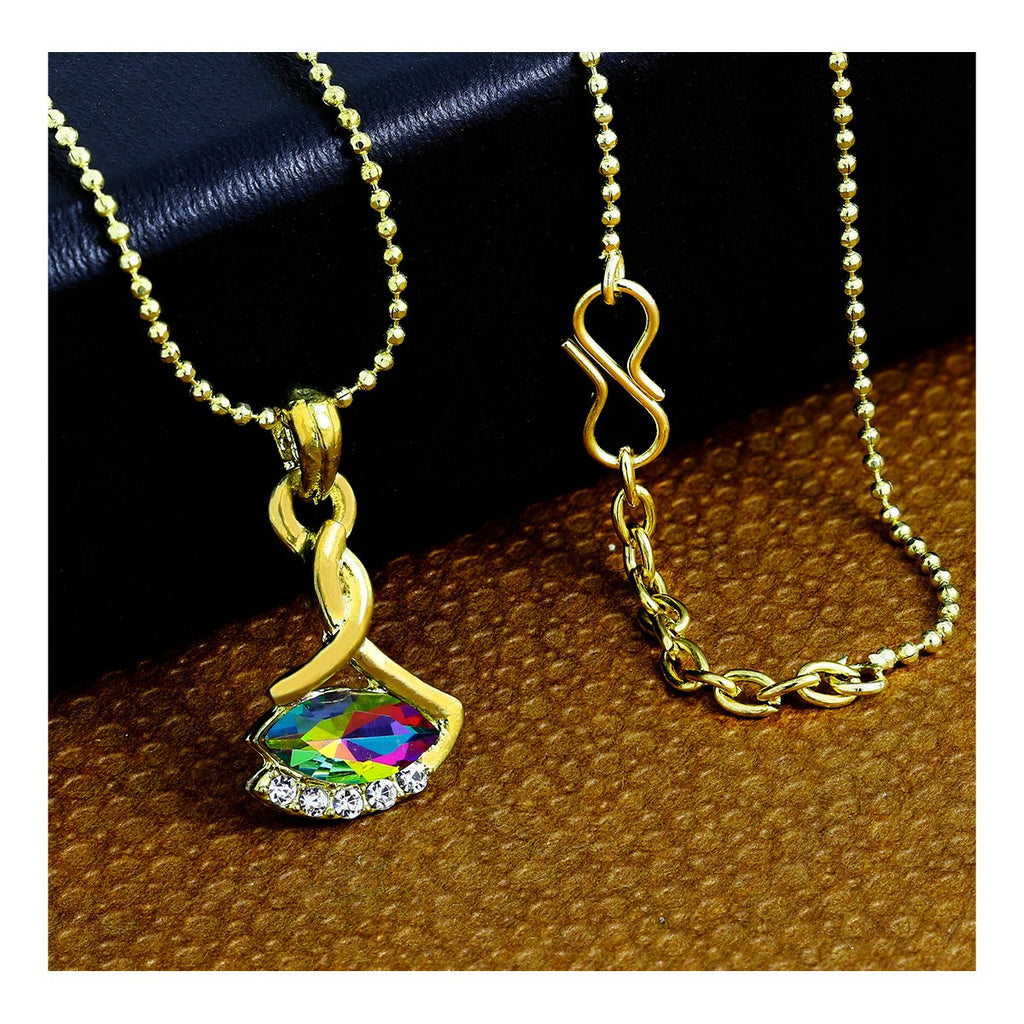 Rainbow 18K Gold Plated Gold CZ Necklace Pendant Chain Bulk