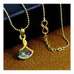 Rainbow 18K Gold Plated Gold CZ Necklace Pendant Chain Bulk