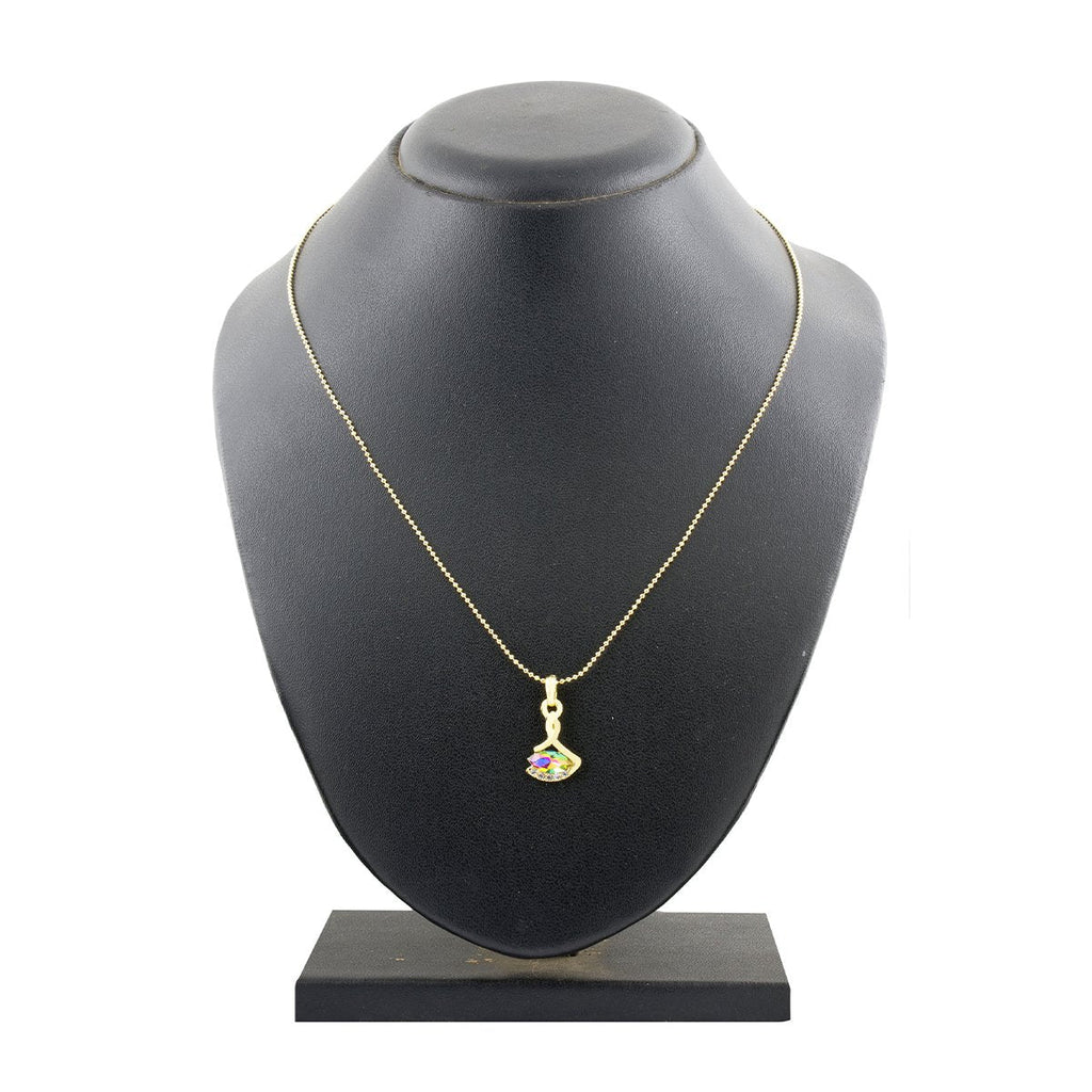 Rainbow 18K Gold Plated Gold CZ Necklace Pendant Chain Bulk