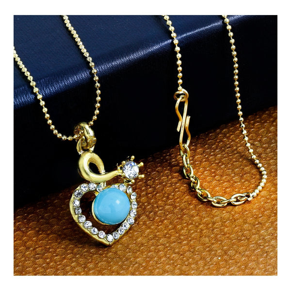 Heart 18K Gold Blue American Diamond Pearl Necklace Pendant Chain Main image