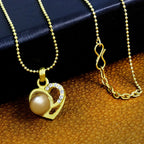 Heart CZ 18K Gold American Diamond Pearl Necklace Pendant Chain Bulk