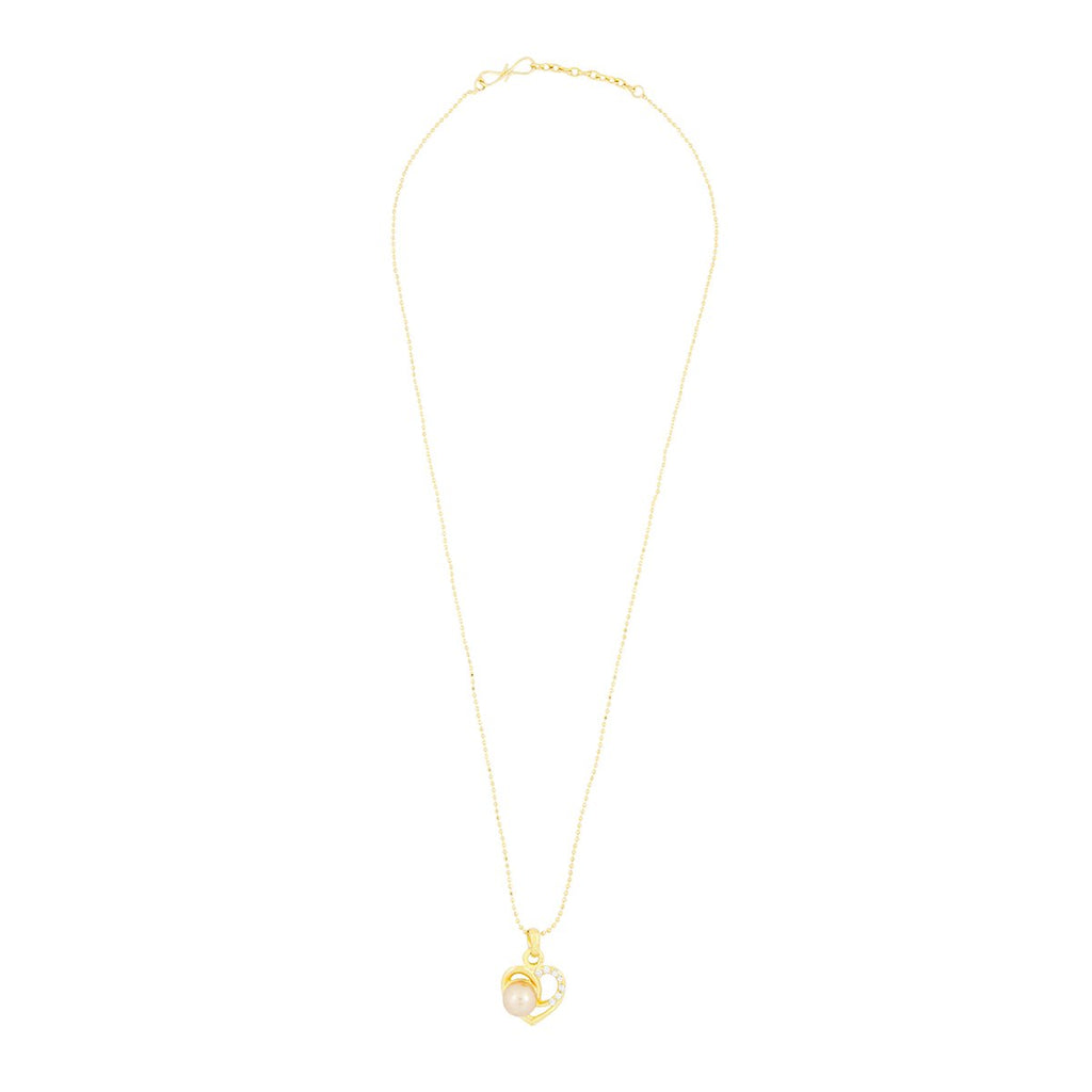 Heart CZ 18K Gold American Diamond Pearl Necklace Pendant Chain Bulk