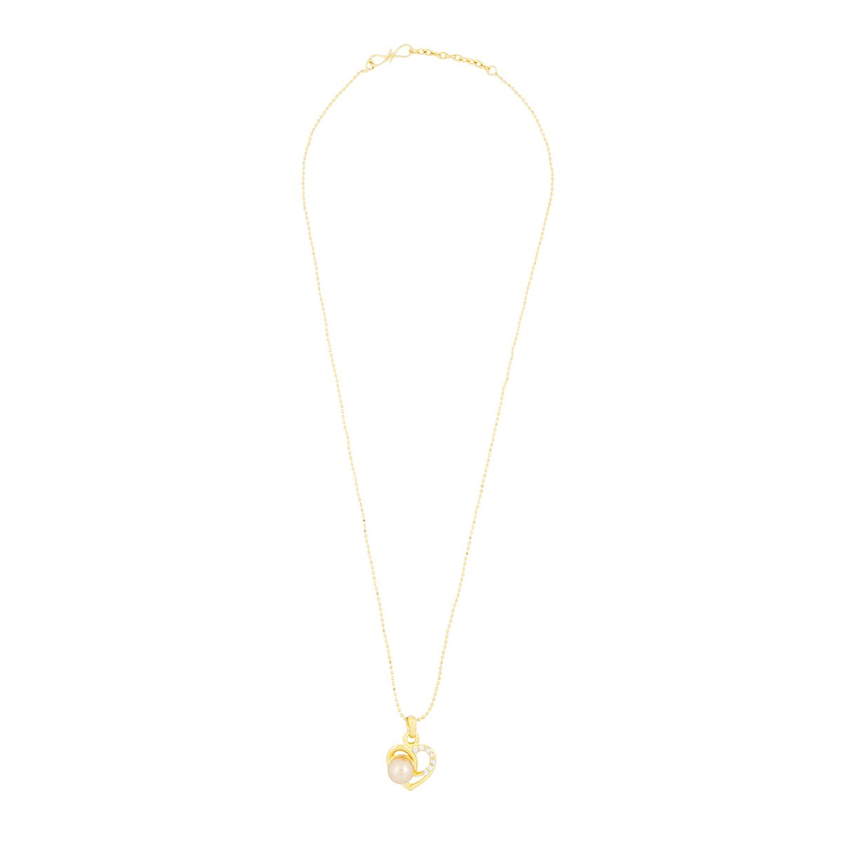 Heart CZ 18K Gold American Diamond Pearl Necklace Pendant Chain Bulk