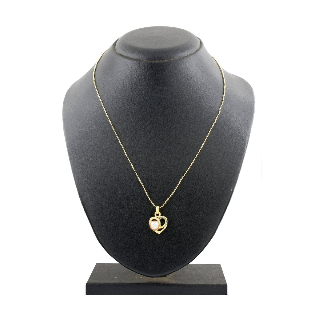 Heart CZ 18K Gold American Diamond Pearl Necklace Pendant Chain Bulk