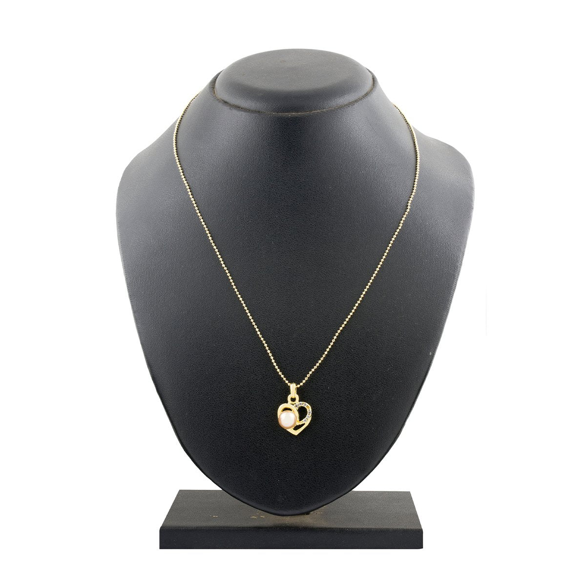 Heart CZ 18K Gold American Diamond Pearl Necklace Pendant Chain Bulk