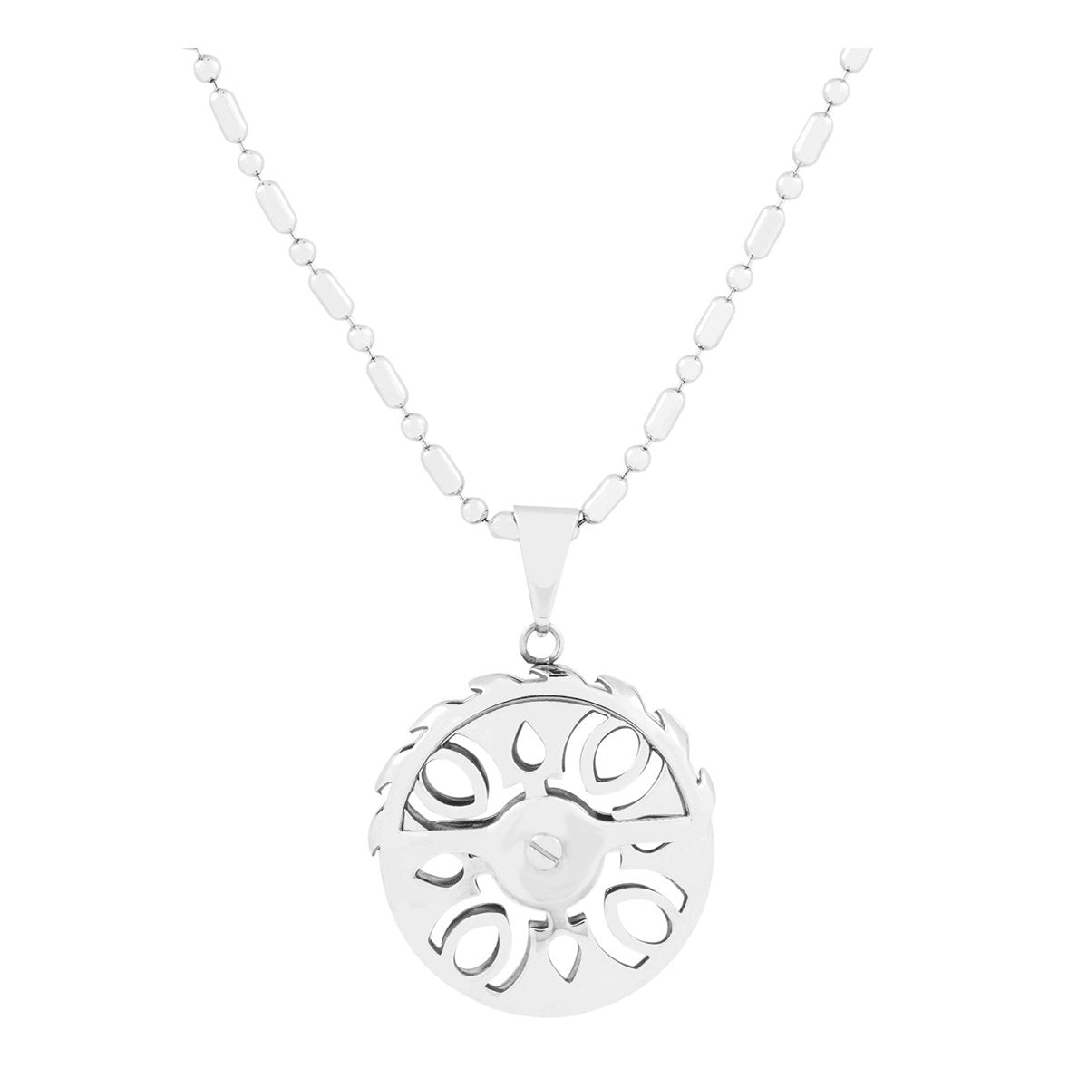 Biker Wheel Rhodium Plated Silver Brass Necklace Pendant Chain Bulk Main image