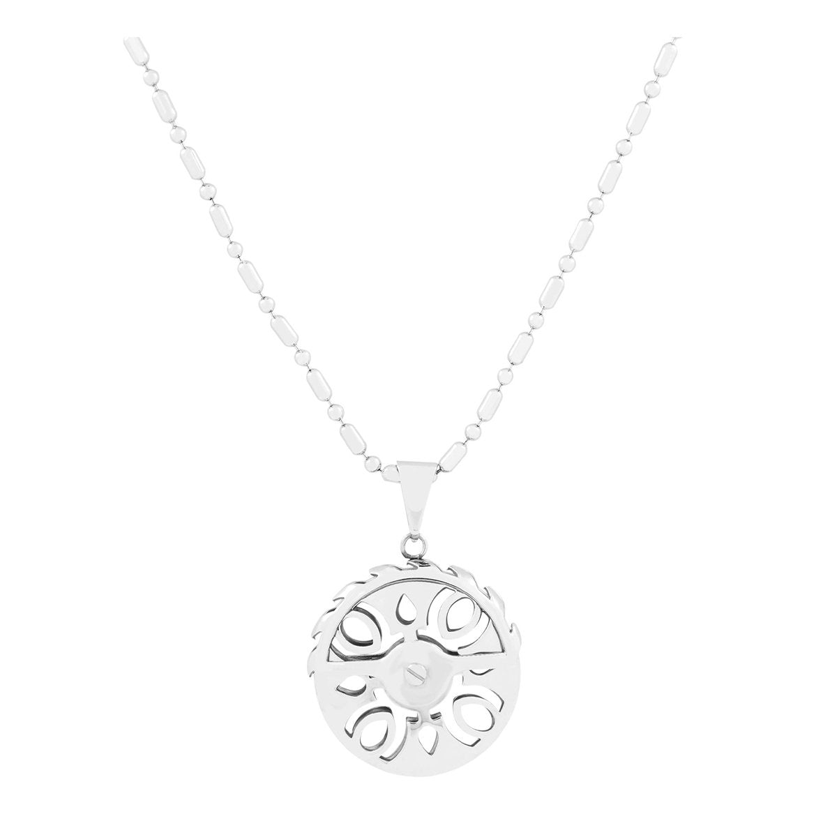 Biker Wheel Rhodium Plated Silver Brass Necklace Pendant Chain Bulk