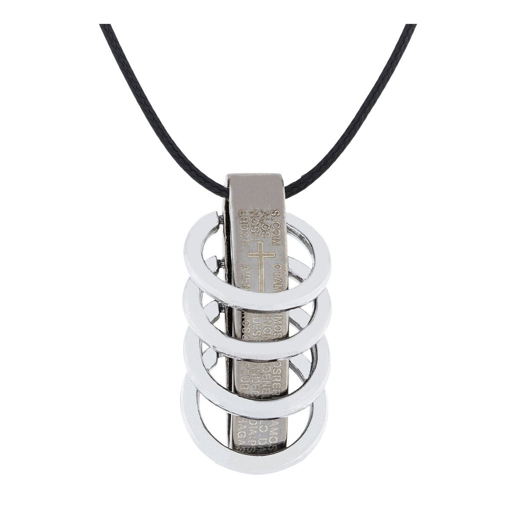 Funky Punk Biker 5 Rings Black Stainless Steel Pendant Necklace Chain For Men