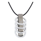 Funky Punk Biker 5 Rings Black Stainless Steel Pendant Necklace Chain For Men